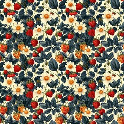 Vintage Strawberries Pattern 6 Quilting Cotton Fabric