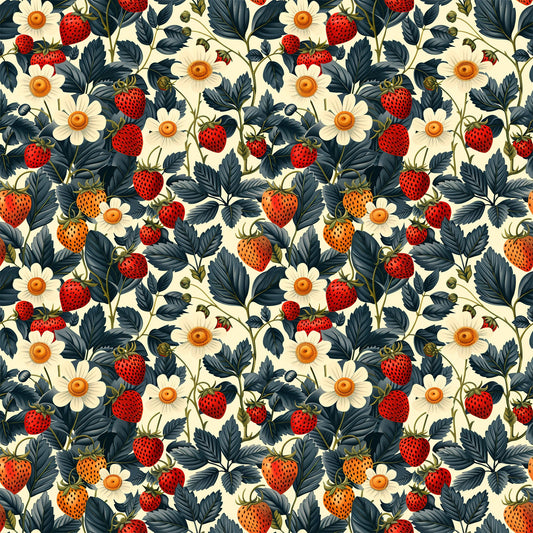 Vintage Strawberries Pattern 6 Quilting Cotton Fabric
