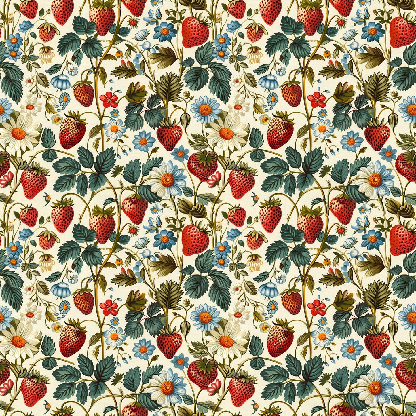 Vintage Strawberries Pattern 7 Quilting Cotton Fabric