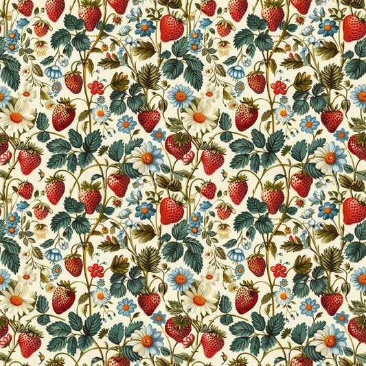 Vintage Strawberries Pattern 7 Quilting Cotton Fabric