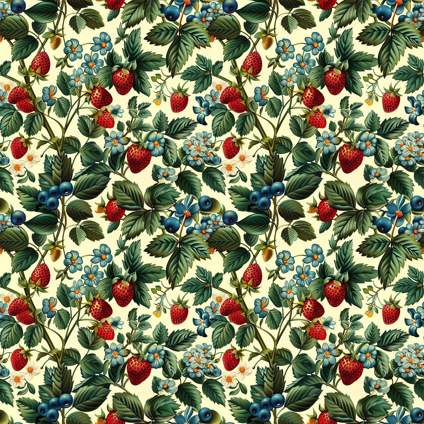 Vintage Strawberries Pattern 8 Quilting Cotton Fabric