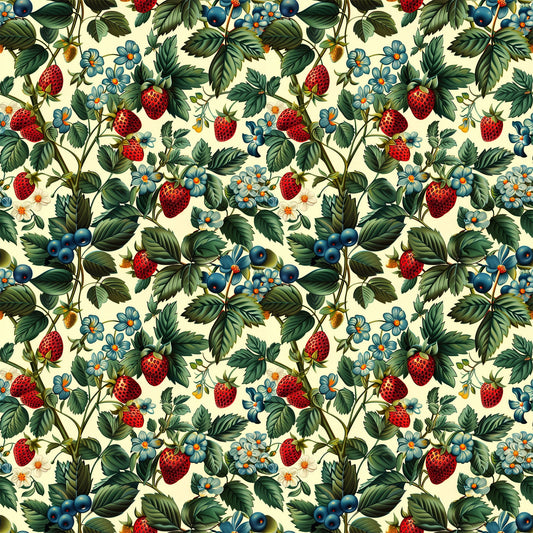 Vintage Strawberries Pattern 8 Quilting Cotton Fabric