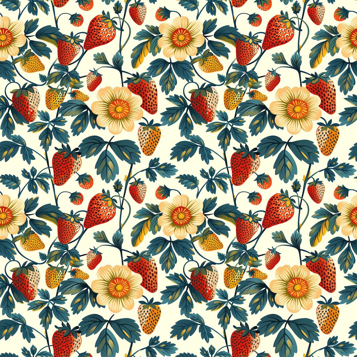 Vintage Strawberries Pattern 9 Quilting Cotton Fabric