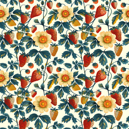 Vintage Strawberries Pattern 9 Quilting Cotton Fabric