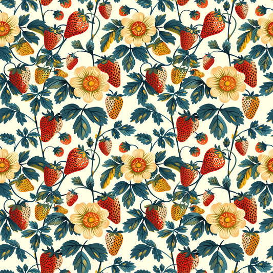 Vintage Strawberries Pattern 9 Quilting Cotton Fabric