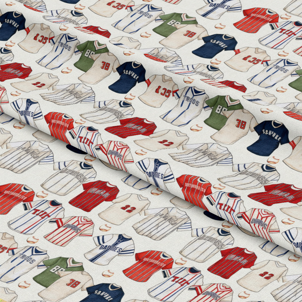 Watercolor Baseball Quilting Cotton Fabric