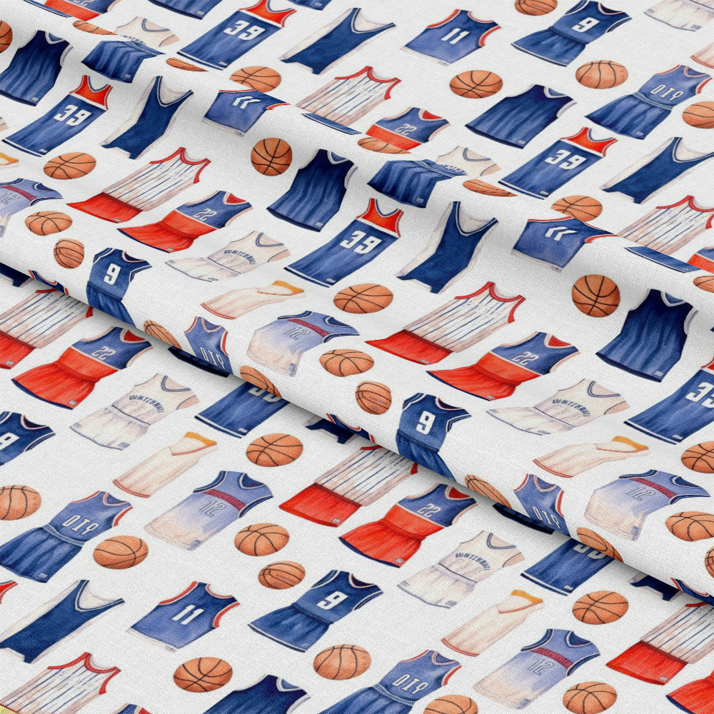 Watercolor Basketball Quilting Cotton Fabric