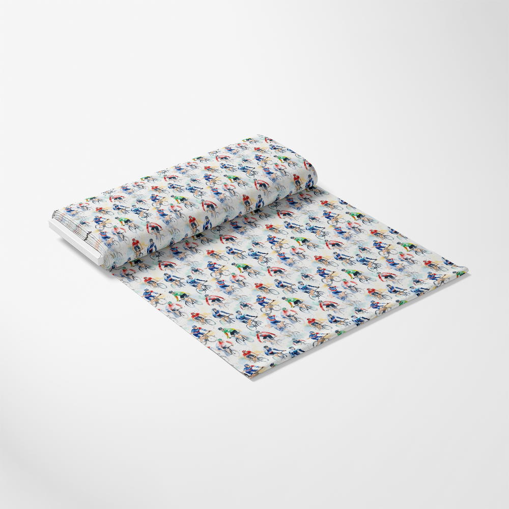 Watercolor Cycling Quilting Cotton Fabric