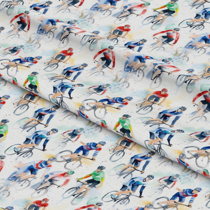 Watercolor Cycling Quilting Cotton Fabric