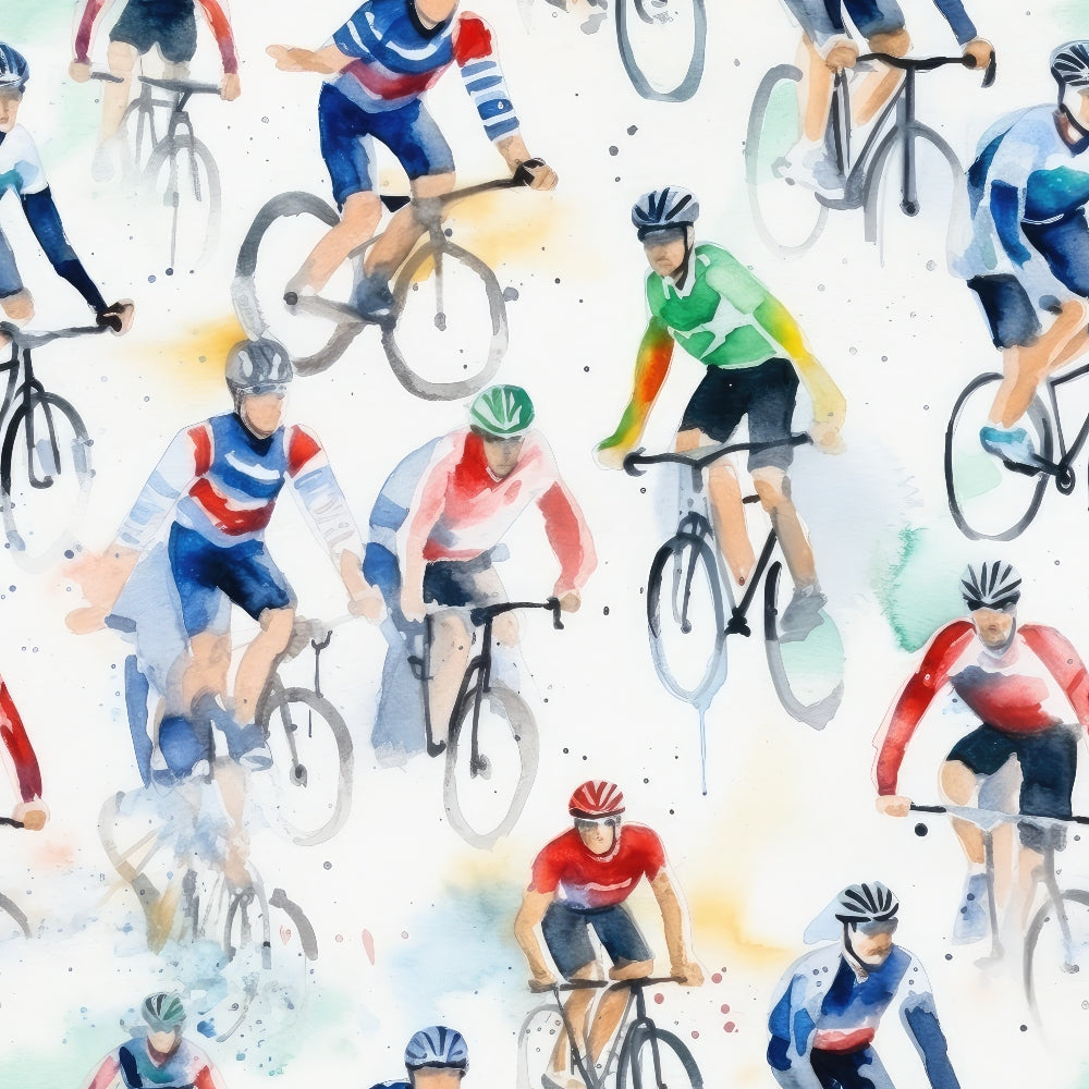 Watercolor Cycling Minky Fabric