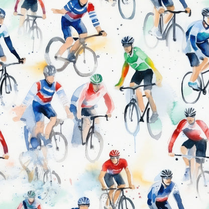Watercolor Cycling Minky Fabric