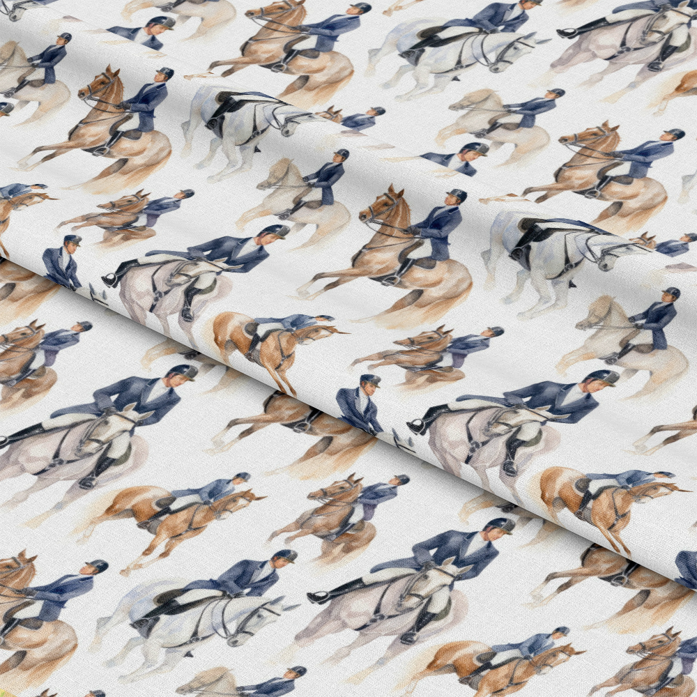 Watercolor Equestrian Quilting Cotton Fabric