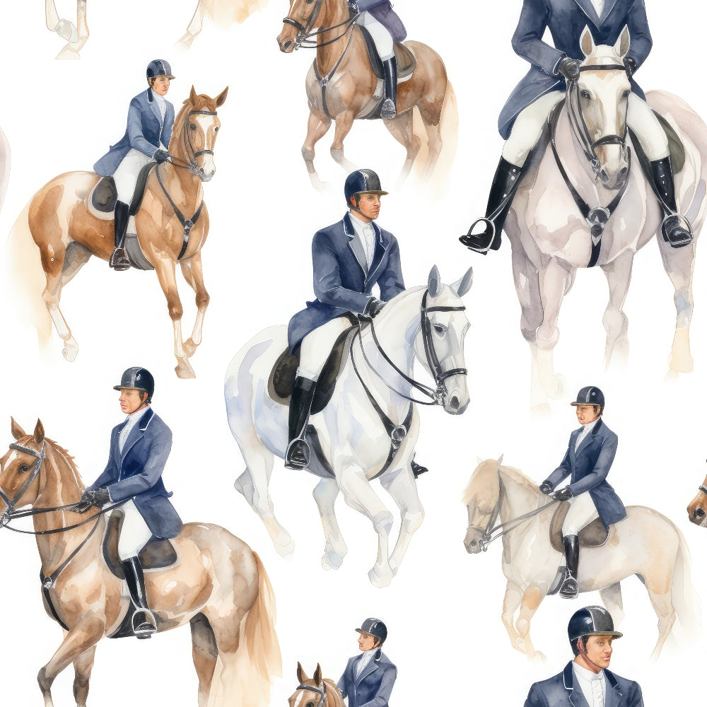 Watercolor Equestrian Minky Fabric
