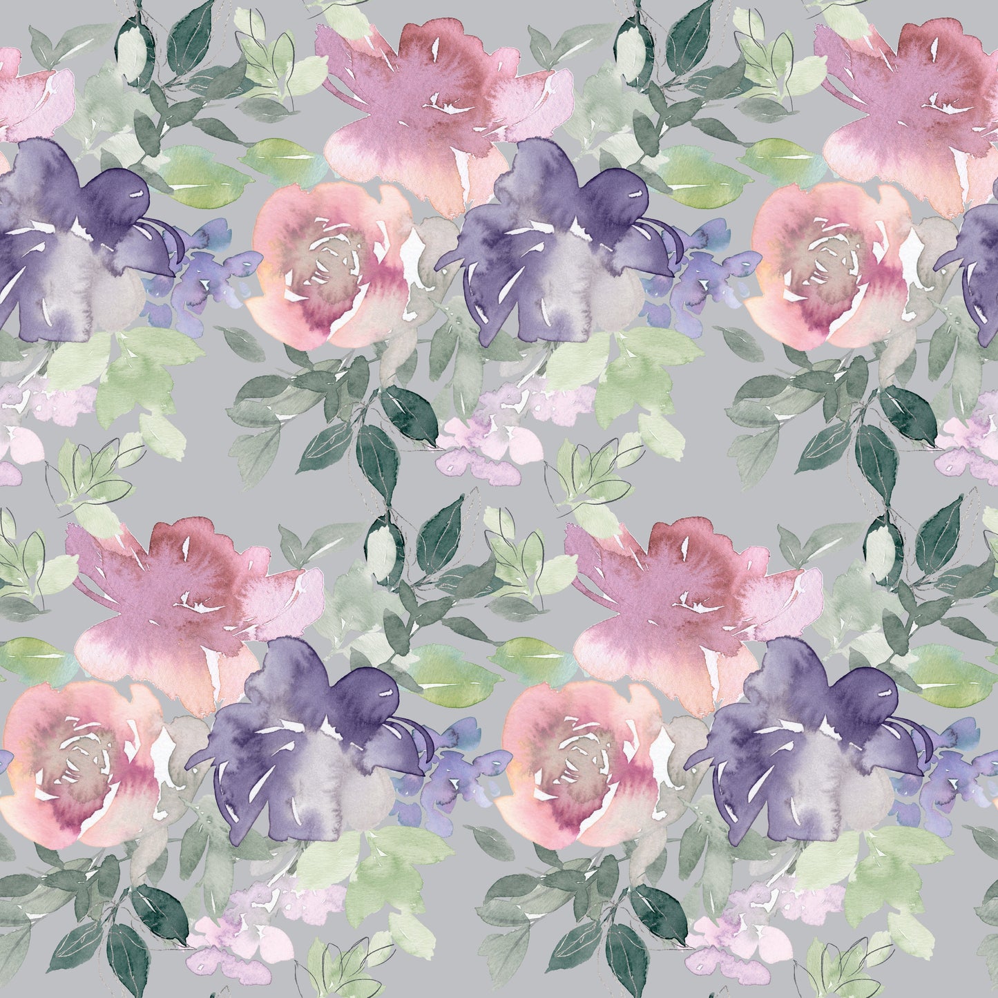 Watercolor Floral Art Pattern 1 Quilting Cotton Fabric