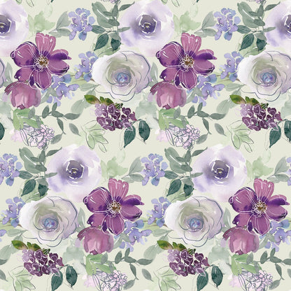 Watercolor Floral Art Pattern 2 Quilting Cotton Fabric