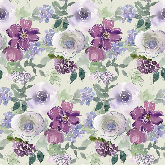 Watercolor Floral Art Pattern 2 Quilting Cotton Fabric