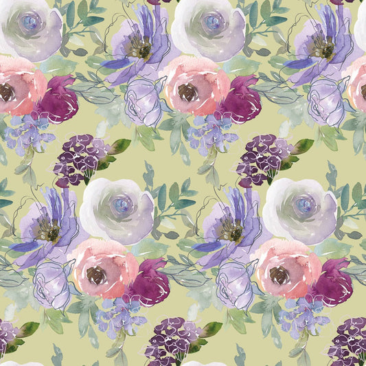 Watercolor Floral Art Pattern 3 Quilting Cotton Fabric