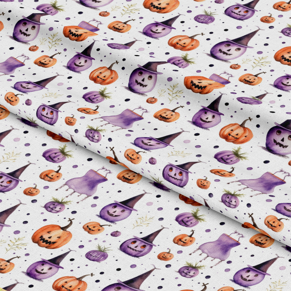 Watercolor Halloween Characters Pattern 10 Quilting Cotton Fabric
