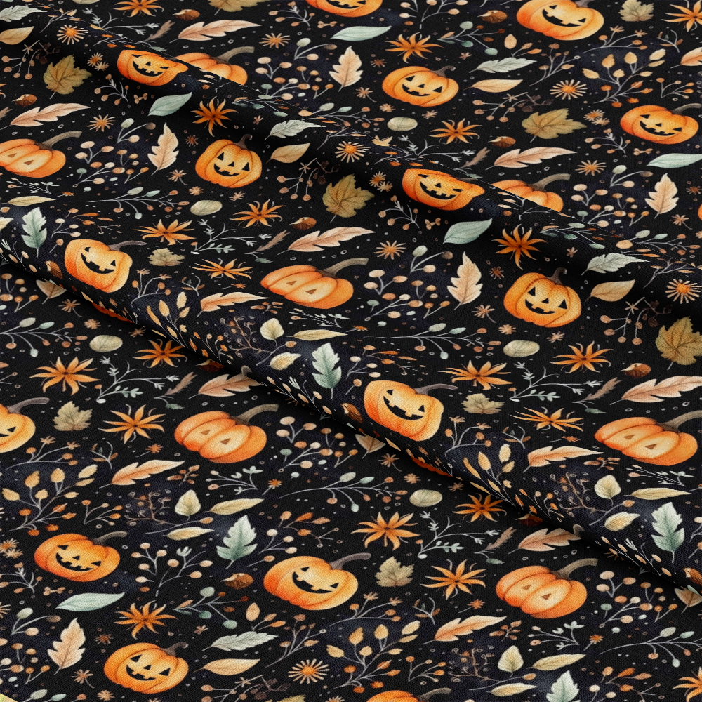 Watercolor Halloween Characters Pattern 11 Quilting Cotton Fabric
