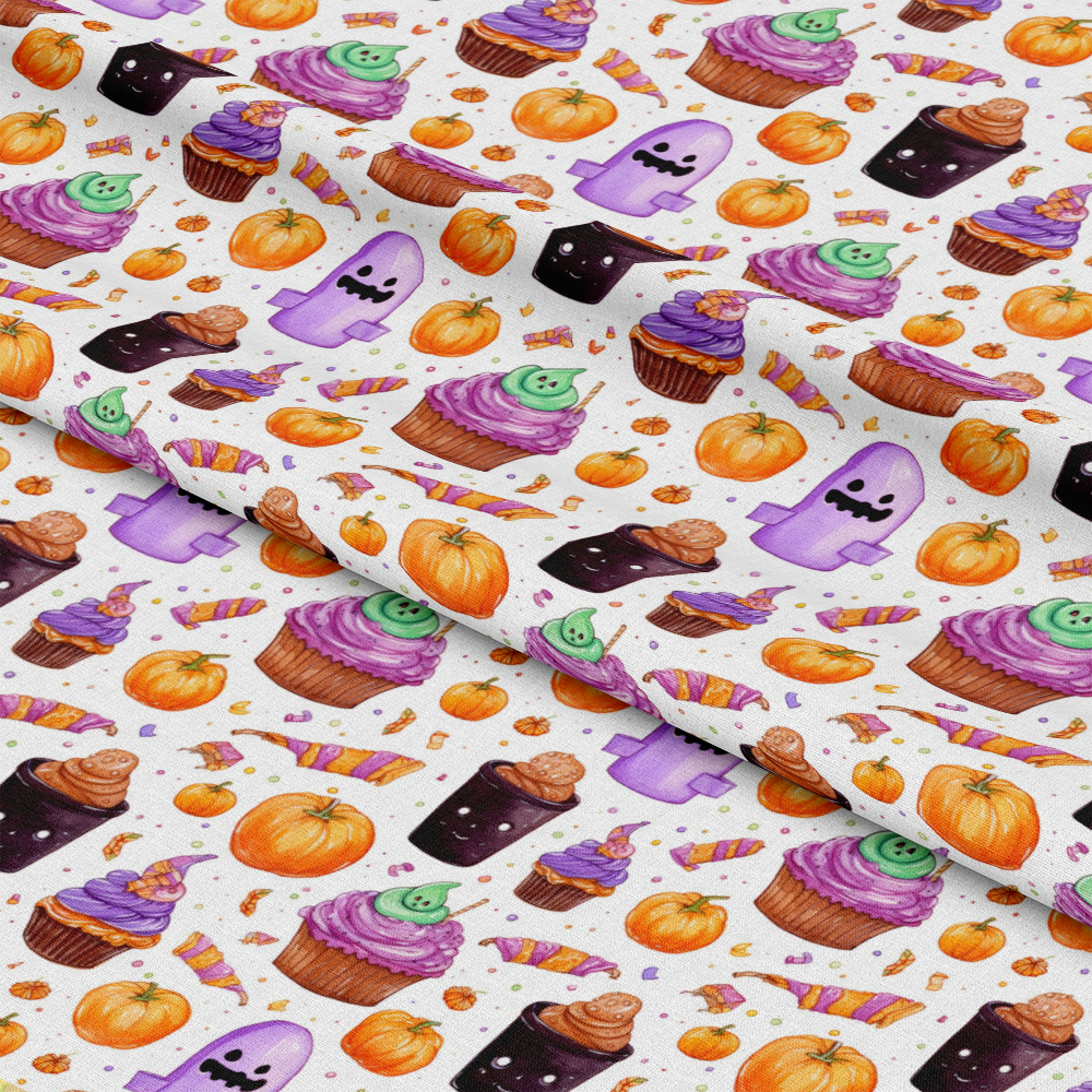Watercolor Halloween Characters Pattern 19 Quilting Cotton Fabric
