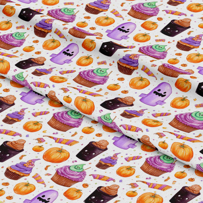 Watercolor Halloween Characters Pattern 19 Quilting Cotton Fabric