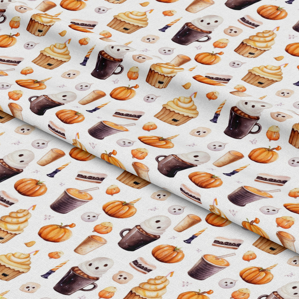 Watercolor Halloween Characters Pattern 7 Quilting Cotton Fabric