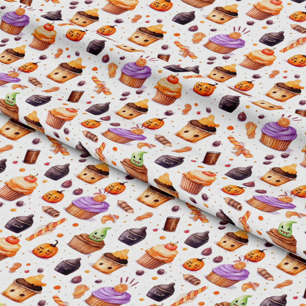 Watercolor Halloween Characters Pattern 8 Quilting Cotton Fabric