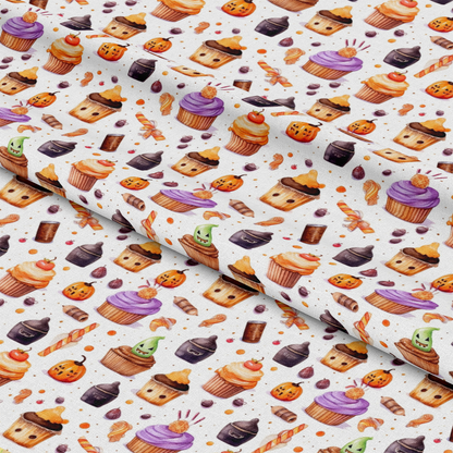 Watercolor Halloween Characters Pattern 8 Quilting Cotton Fabric