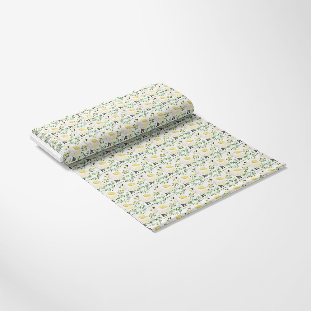 Watercolor Happy Sukkot Pattern 1 Quilting Cotton Fabric