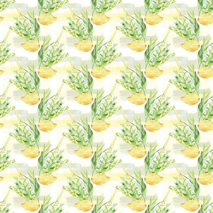 Watercolor Happy Sukkot Pattern 10 Quilting Cotton Fabric