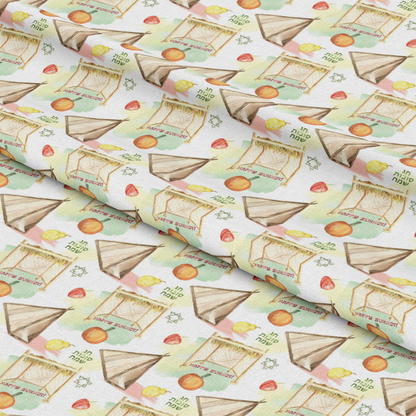 Watercolor Happy Sukkot Pattern 11 Quilting Cotton Fabric