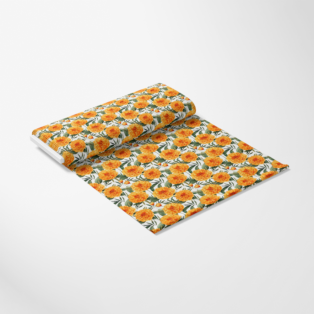 Watercolor Marigold Flower Pattern 6 Quilting Cotton Fabric