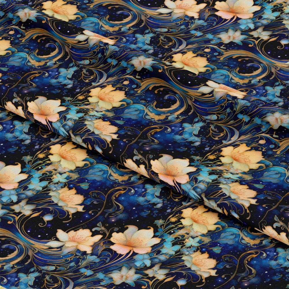Watercolor Night Nouveau Pattern 3 Quilting Cotton Fabric