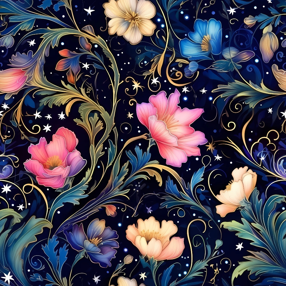 Watercolor Night Nouveau Pattern 7 Quilting Cotton Fabric