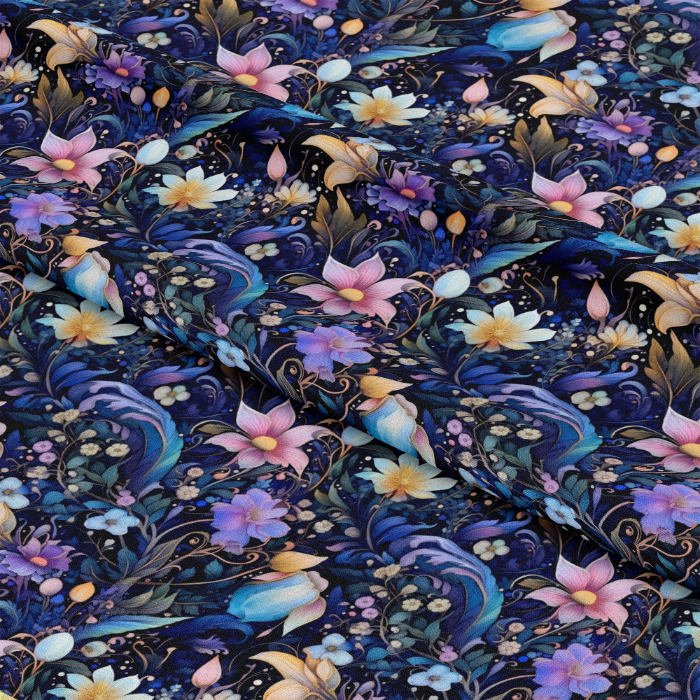Watercolor Night Nouveau Pattern 8 Quilting Cotton Fabric