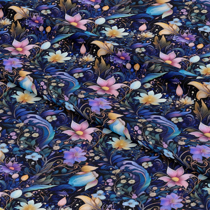 Watercolor Night Nouveau Pattern 8 Quilting Cotton Fabric
