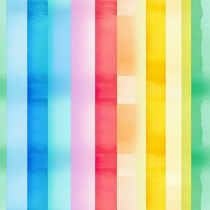 Watercolor Rainbow Stripes Pattern 2 Quilting Cotton Fabric