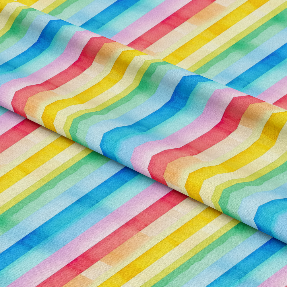 Watercolor Rainbow Stripes Pattern 2 Quilting Cotton Fabric