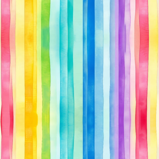 Watercolor Rainbow Stripes Pattern 3 Quilting Cotton Fabric