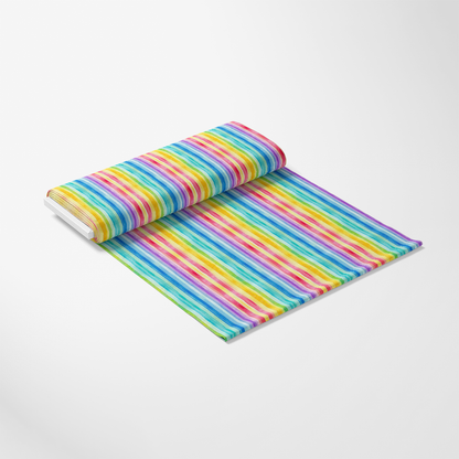 Watercolor Rainbow Stripes Pattern 3 Quilting Cotton Fabric