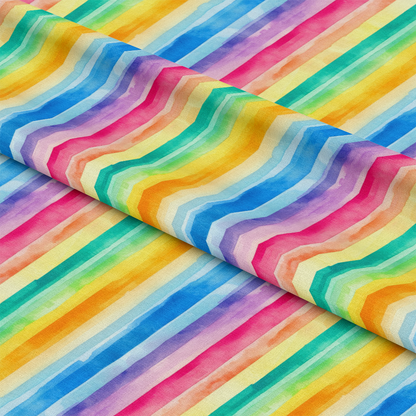 Watercolor Rainbow Stripes Pattern 4 Quilting Cotton Fabric