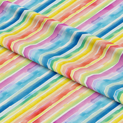 Watercolor Rainbow Stripes Pattern 5 Quilting Cotton Fabric