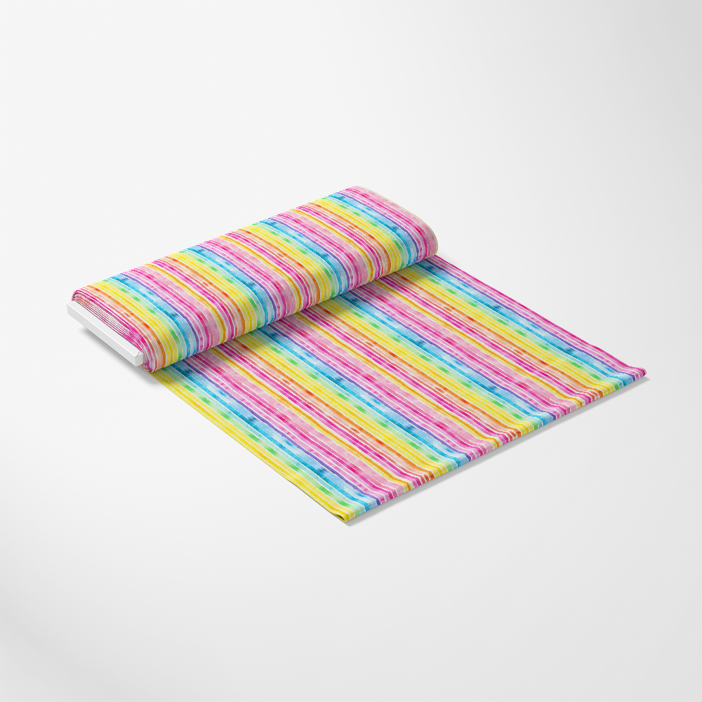 Watercolor Rainbow Stripes Pattern 7 Quilting Cotton Fabric
