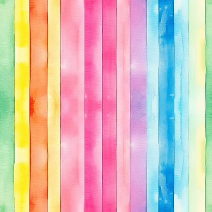 Watercolor Rainbow Stripes Pattern 9 Quilting Cotton Fabric