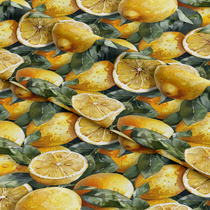 Watercolor Realistic Lemons Quilting Cotton Fabric