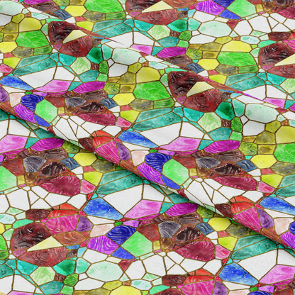 Watercolor Stained Glass Pattern 10 Quilting Cotton Fabric