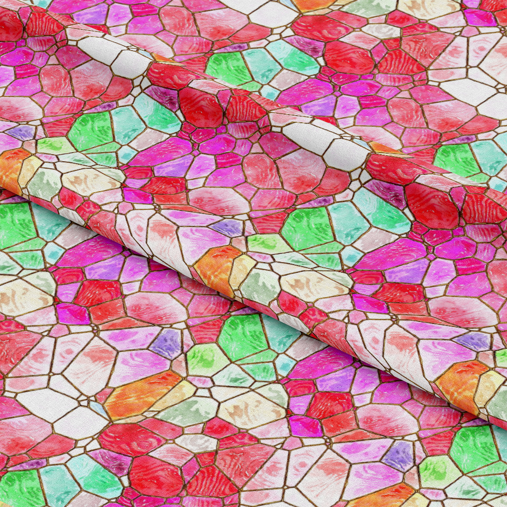 Watercolor Stained Glass Pattern 11 Quilting Cotton Fabric