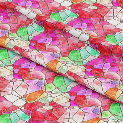 Watercolor Stained Glass Pattern 11 Quilting Cotton Fabric