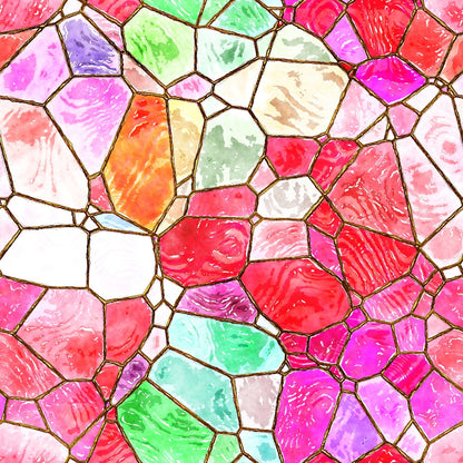 Watercolor Stained Glass Pattern 11 Quilting Cotton Fabric