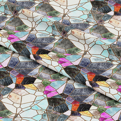 Watercolor Stained Glass Pattern 13 Quilting Cotton Fabric